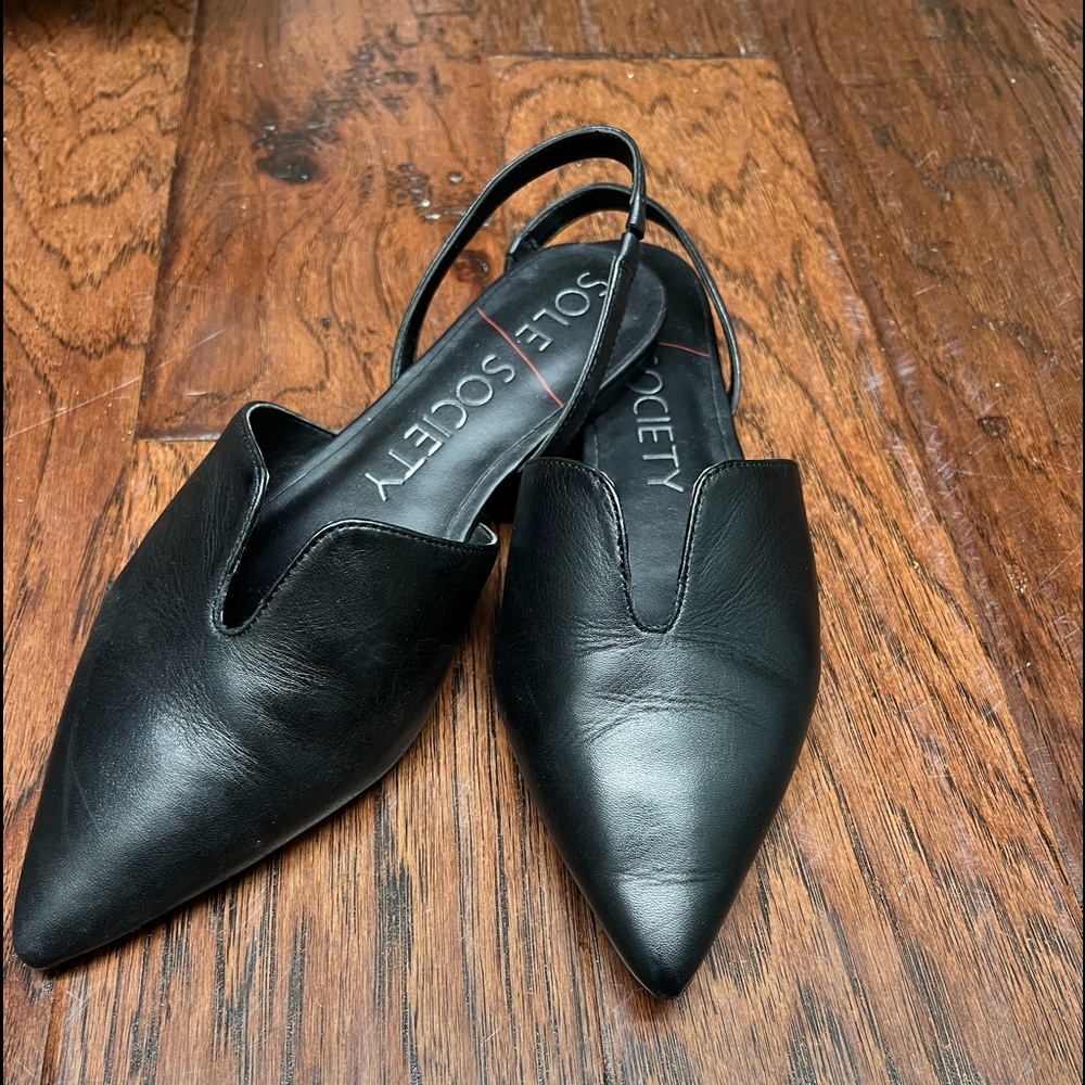 LIKE NEW Black Mule Slingback Flats
